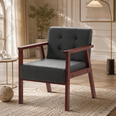  Fauteuil d'appoint en bois noir Pu