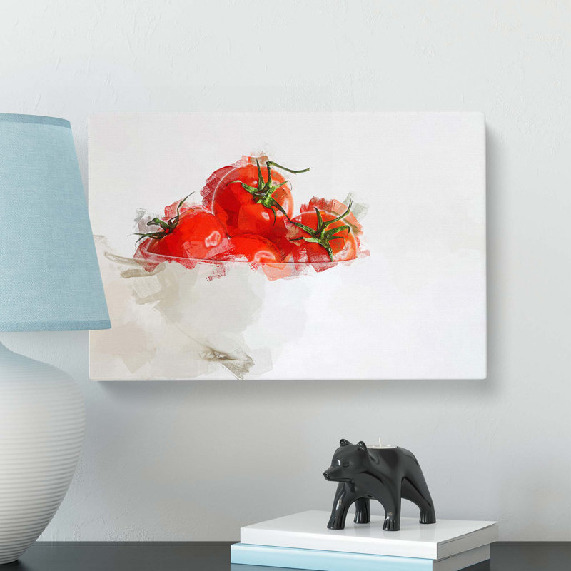 Bowl of Red Tomatoes in Abstract - Wrapped Canvas, 40cm H x 60cm W x 3cm D