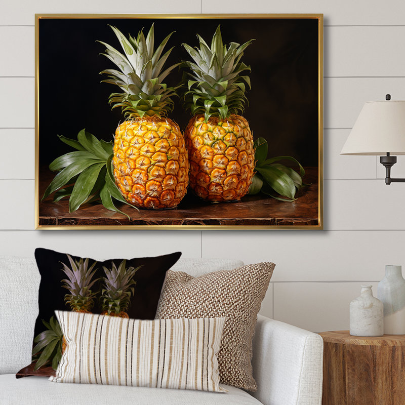 Pinapple Golden Harvest Delights, H 34 po x l 44 po x P 1,5 po, Cadre flottant doré
