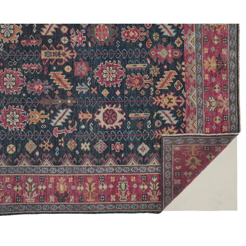 Piraj Wool Geometric Area Rug in Pink, Rectangle 2' x 3'
