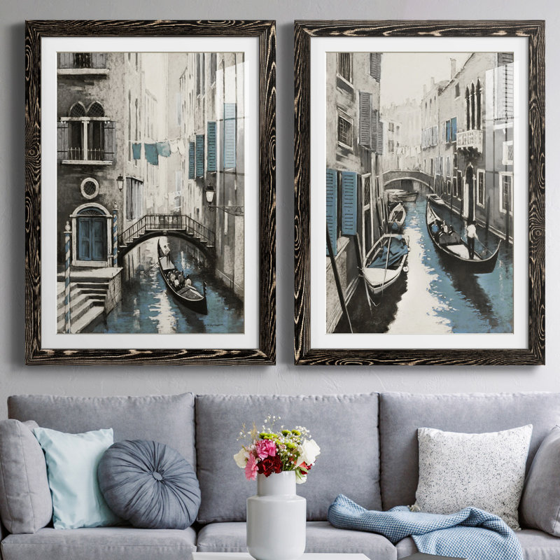 Venise I - ensemble de 2 reproductions d'art, Blanc, H 31,5 po x l 47 po x P 1,5 po, H 31,5 po x l 47 po x P 1,5 po