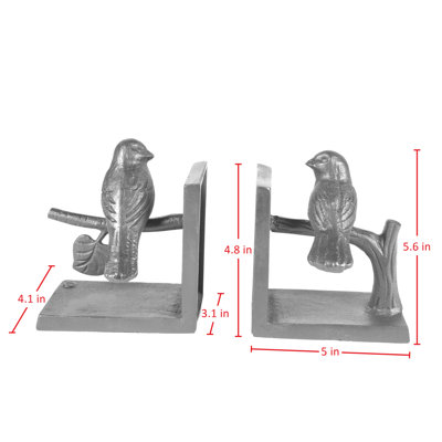 Handmade Iron Birds on Branch Bookends