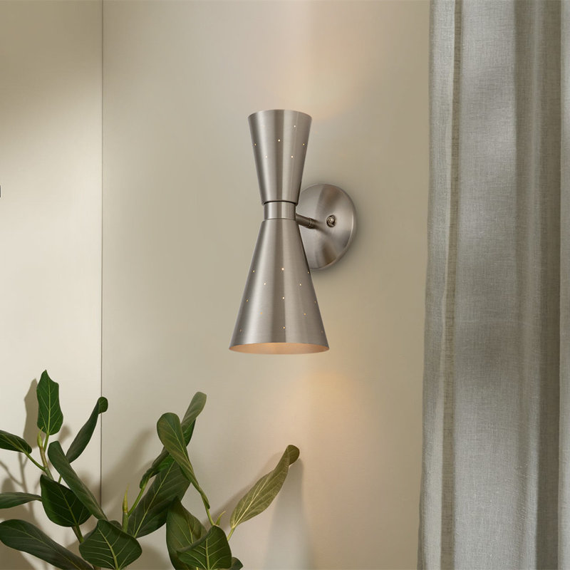 Applique murale à 2 lumières Tonino, Nickel brossé, Nickel brossé