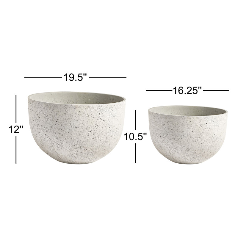 Mariana Lightweight Concrete Jesse Wide Pots in Limestone Wash