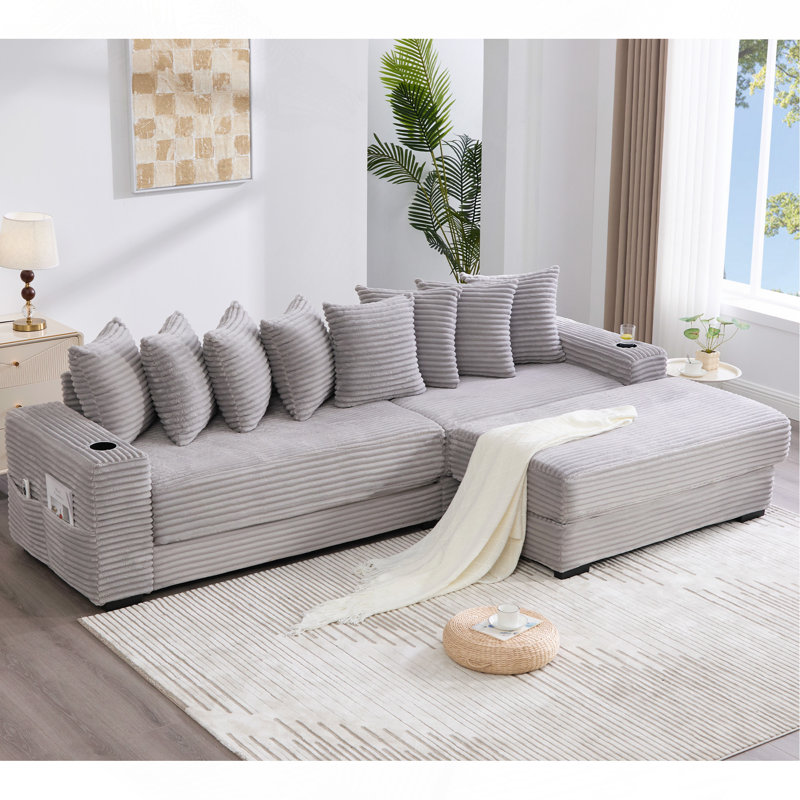 Canapé modulaire en L 110,75 po, Gris clair