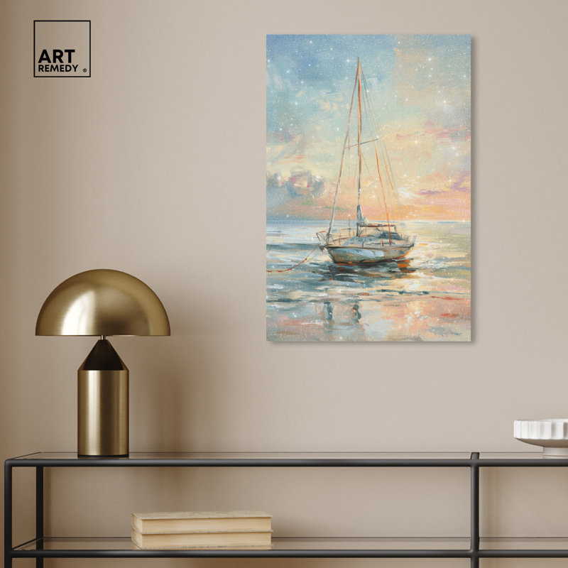 Sunset Sailboat on Canvas Wall Art, 16" x 24", Gallery Wrapped