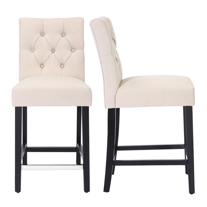 Tabouret de bar et de comptoir Wren (ensemble de 2), Beige, Tabouret de comptoir (siège d'une hauteur de 24 p, Noir
