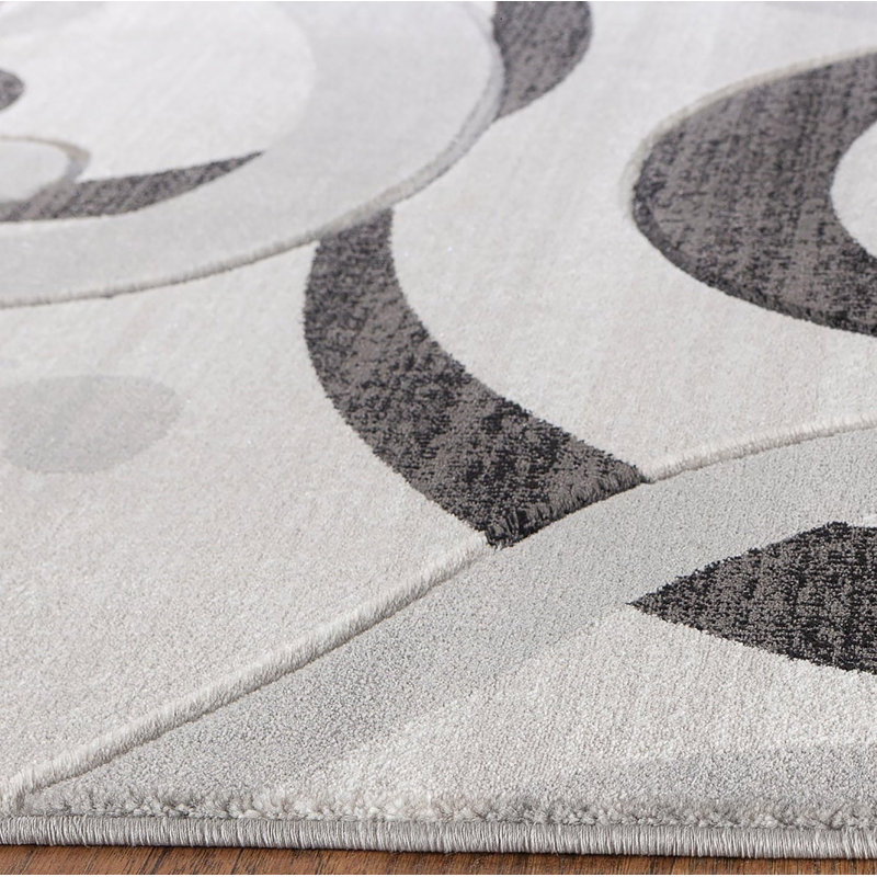 Tapis de salon en polyester doux sculpté à la main 8 pi x 10 pi à motif géométrique à poils courts