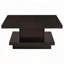 Table basse carrée avec base piédestal et tablette - finition cappuccino