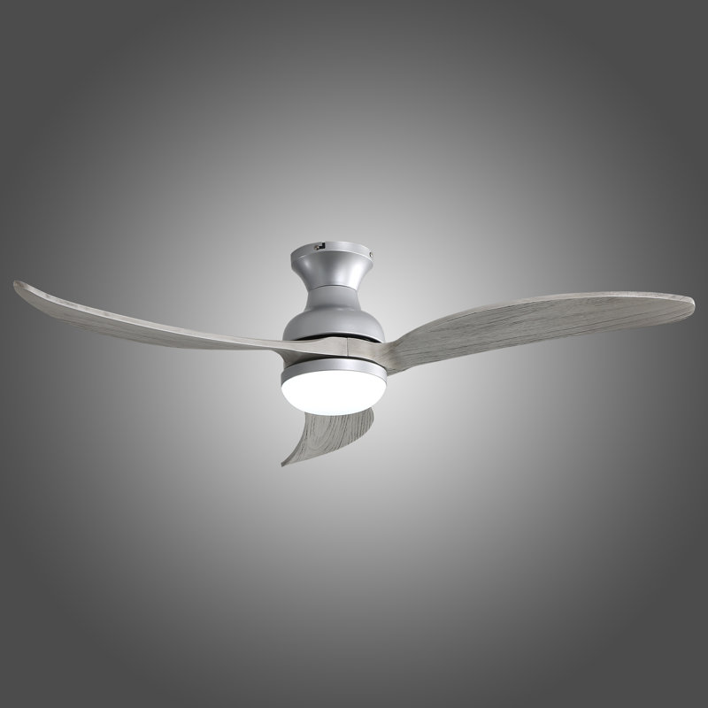 Nicola 52" 3 - Blade LED Standard Ceiling Fan with Remote Control and Light Kit Included, Silver/Light Gray