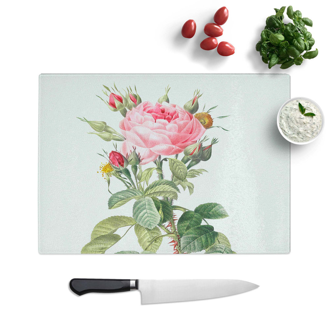 Tempered Glass Roses in Bloom by Pierre-Joseph Redoute Chopping Board