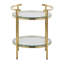 Table d'appoint contemporaine en métal doré et verre transparent