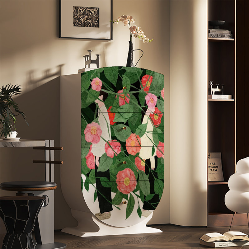 Armoire de salon française à tiroirs, Blanc