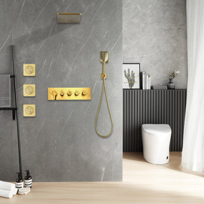 Robinet de douche cascade avec valve brute et 3 jets pour le corps