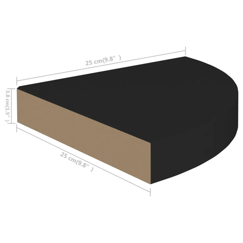 Arsi Corner Shelf, Black, 3.8cm H x 25cm W x 25cm D