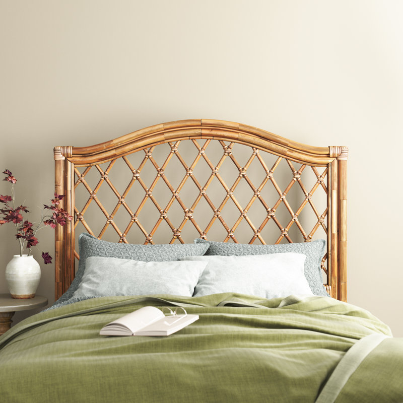 Transitional Full Wicker Headboard in Rich Brown