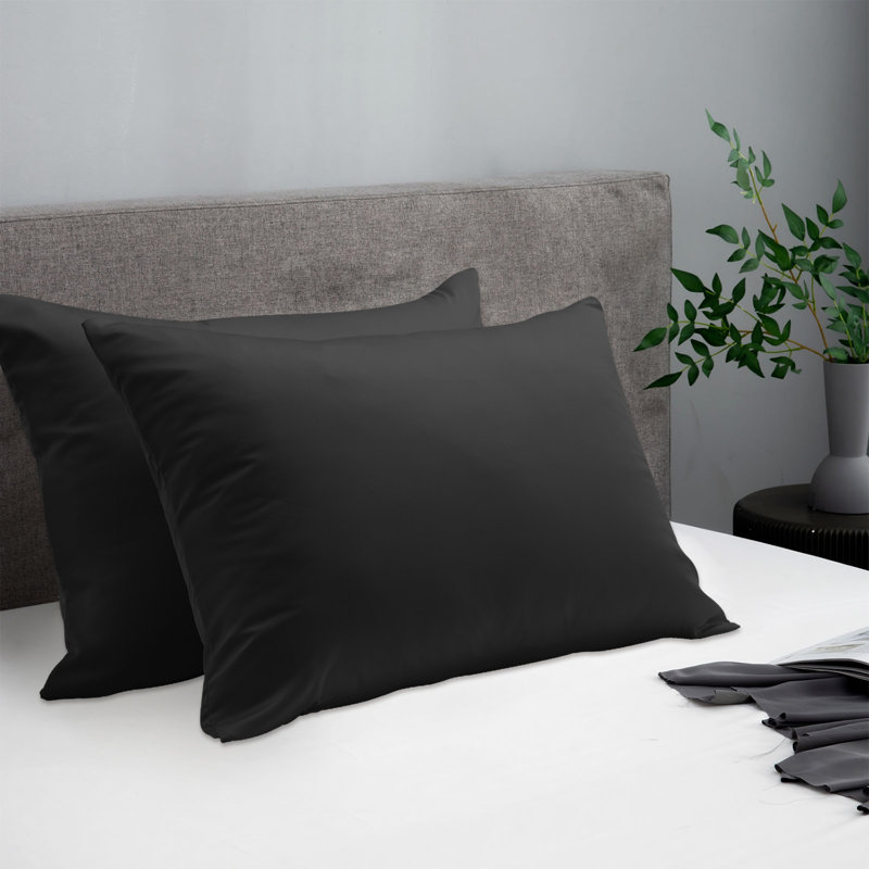 Silk Luxe Pillowcases (set of two), Queen Pillowcase, Black