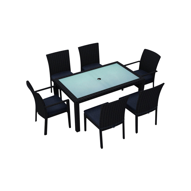 Urbana Outdoor - Piece Dining Set, Spectrum Indigo Sunbrella®, Coffee Bean, 8