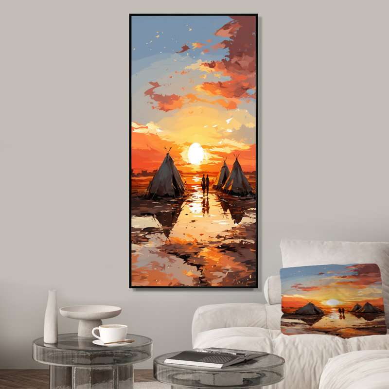 Tentes sahraouies, paysage africain III, Cadre flottant noir, 32" H x 16" W
