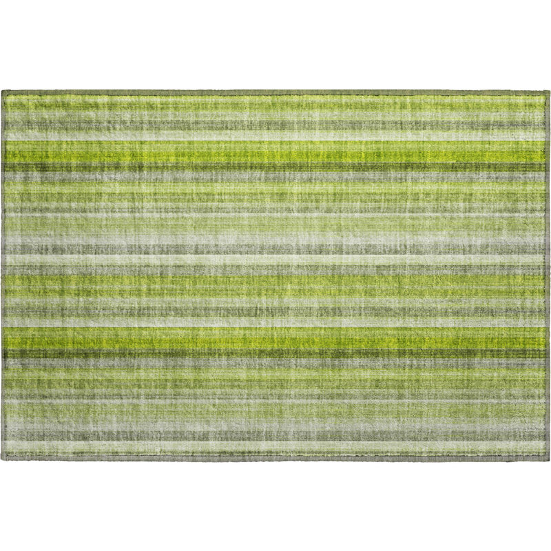 Premium Machine Washable Cerrito AMF543 Green Rug, Rectangle 1'8" x 2'6"