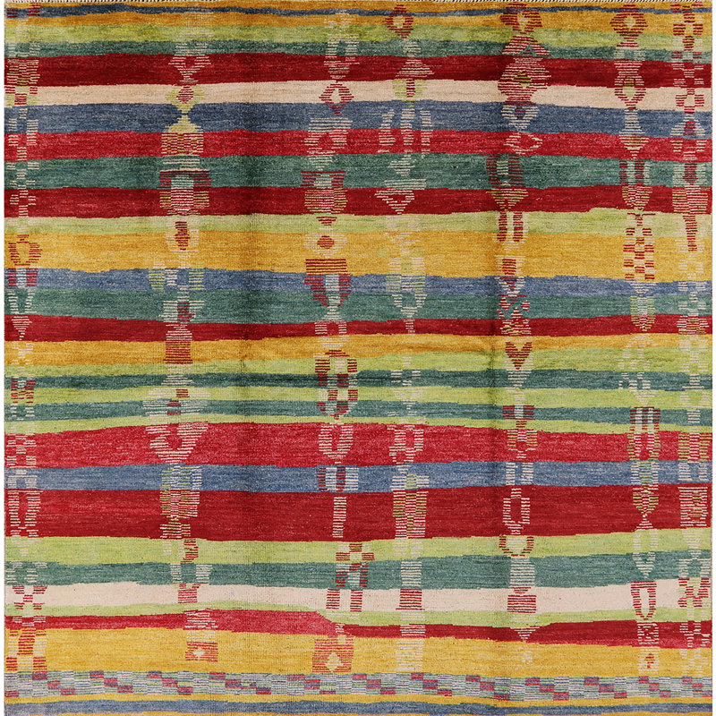 Tapis oriental jaune / rouge Needville, Carré 5 pi