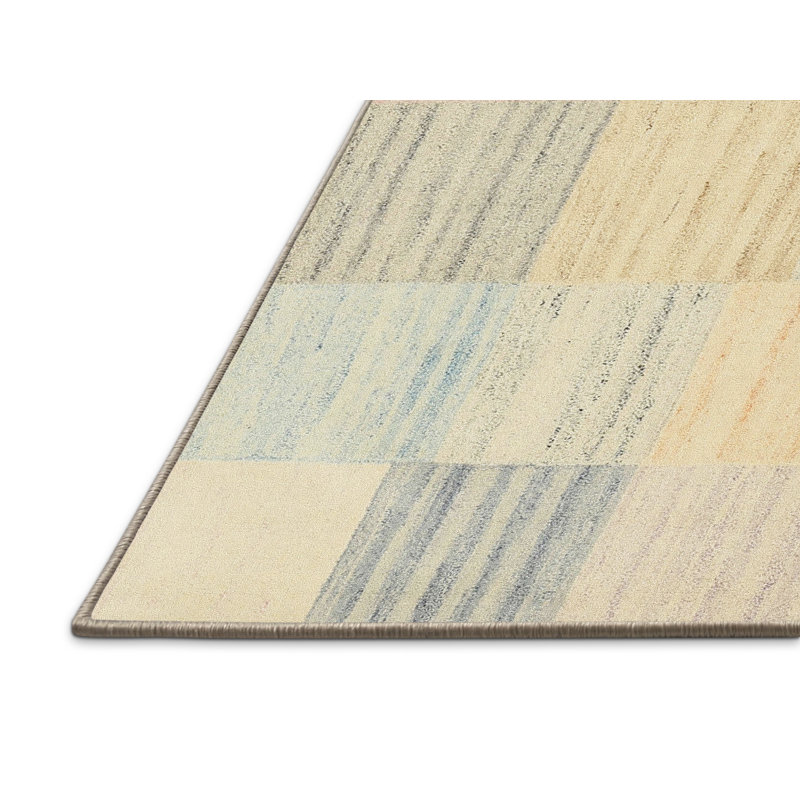 Tapis géométrique beige, Rectangle 5 pi x 7 pi
