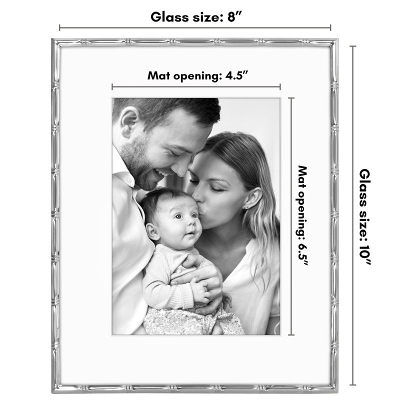 Cadre photo avec moulures en bambou et verre incassable et passe-partout - pour la table ou le mur, L 8 po x H 10 po