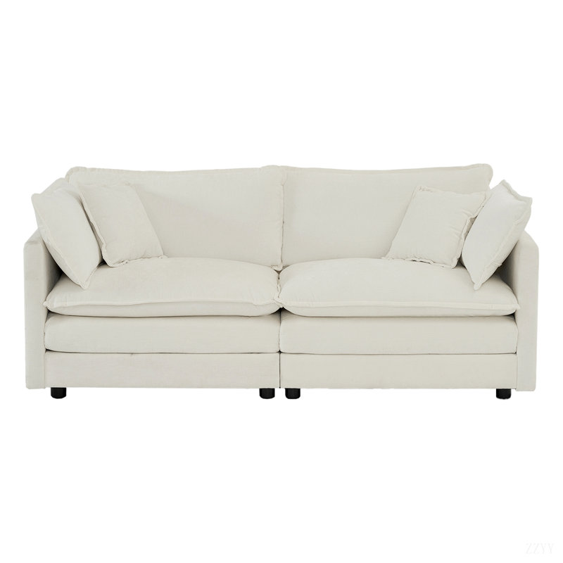 Canapé à assise profonde, tissu chenille haut et respirant, rembourré d'éponge de haute qualité, avec structure en bois massif robuste