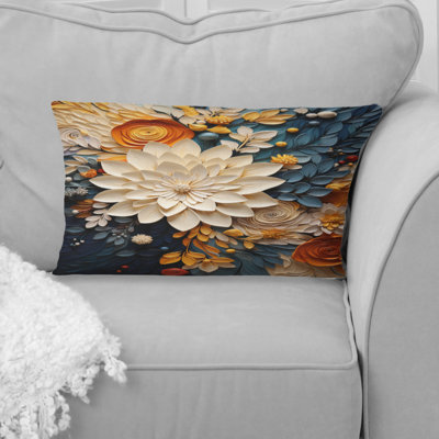 Orange Teal Botanical Whirlwind IV - Abstract Botanicals Printed Throw Pillow
