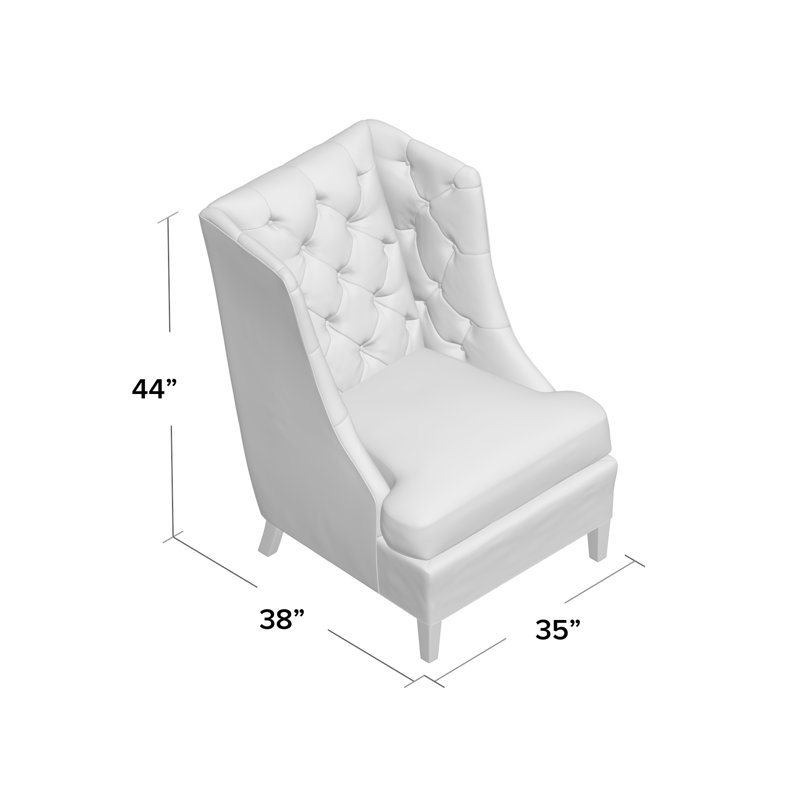 Fauteuil à oreilles capitonné de 35 po de large Rialto, Gris