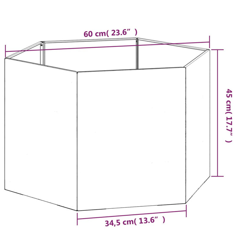 Planter Rusty Corten Steel, 45m H x 60cm W x 60cm D