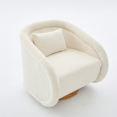 Swivel Barrel Accent Chair Teddy Fabric Upholstery Modern Lounge Set