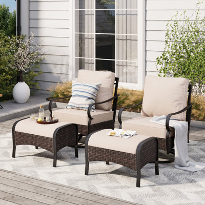 Chaise de patio pivotante avec coussins et repose-pieds