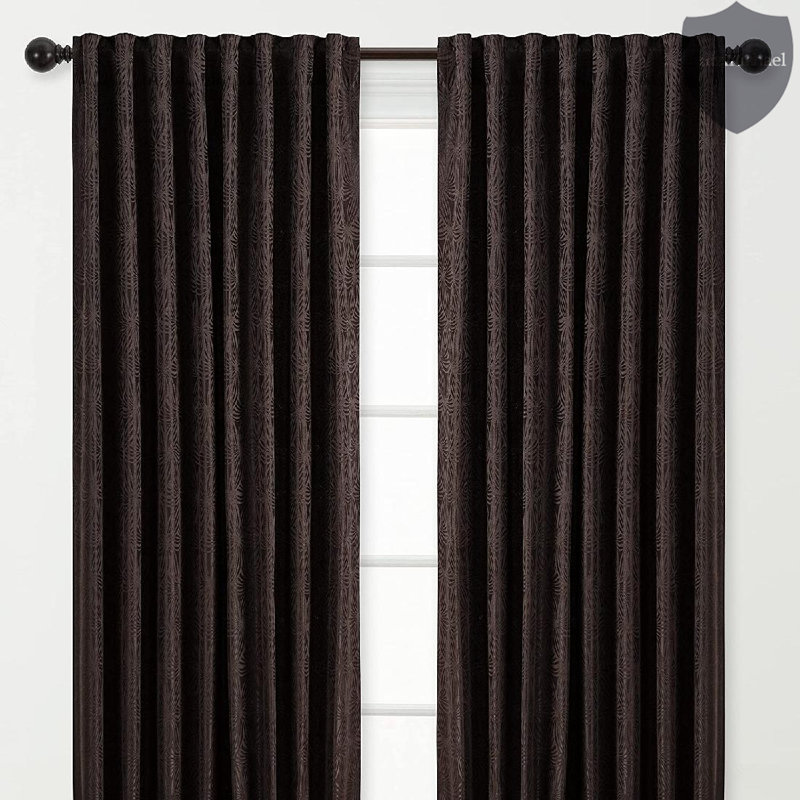 Panneaux de rideaux simples obscurcissant avec passe-tringle, l 52 po x L 108 po, Marron