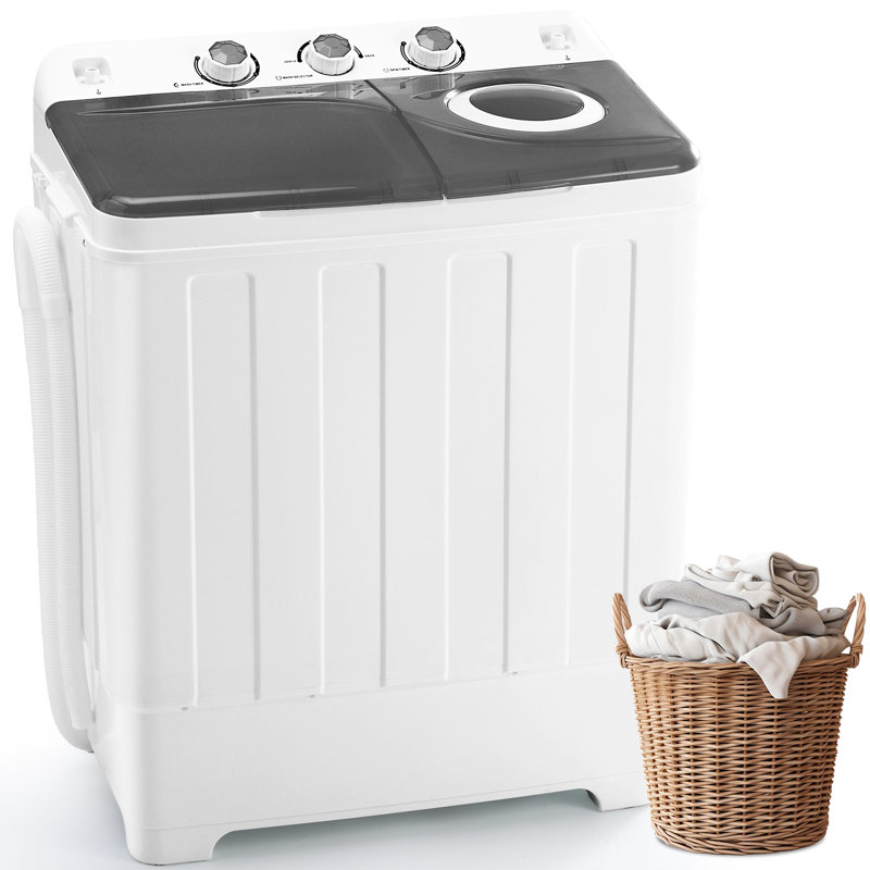 Machine à laver portative 28 lb avec lavage de 18 lb et essorage de 10 lb, machine à laver les cuves compacte avec pompe de vidange, mini laveuse portative pour la maison, le camping, les véhicules récréatifs et les petits espaces Clickoods, bleu