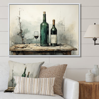 Vert minimaliste bouteilles de vin Silhouette IV - art mural vin