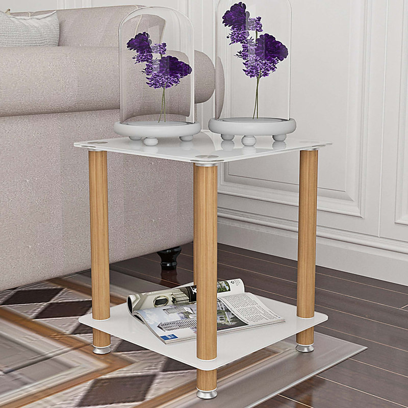 Modern Side Table With Storage Shelves