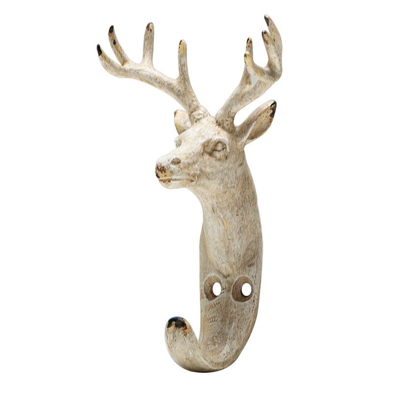 Keisha Iron Wall Wall Hook, Distressed White