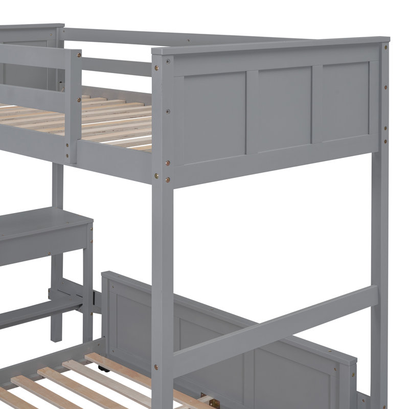 Lit superposé avec bureau, Gris