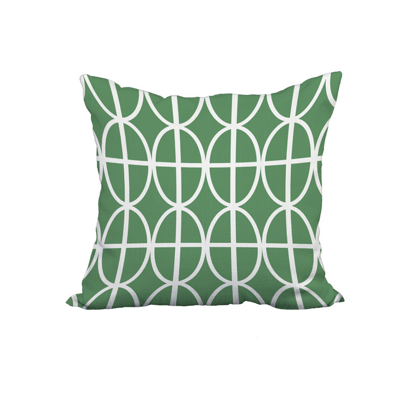 Ovals Geometric Reversible Throw Pillow, 18" x 18", Green