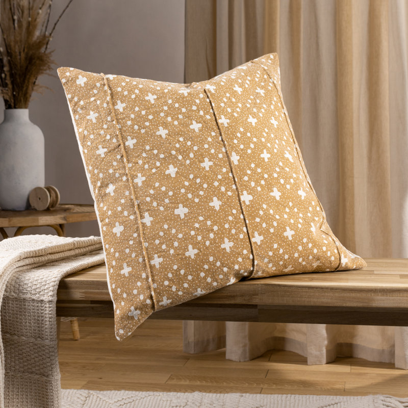 Helm Polka Dots Square Throw Cushion, Yolk