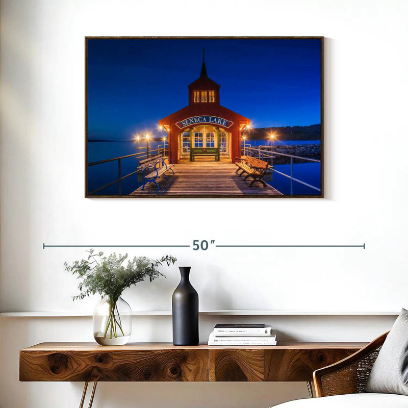 Seneca Lake Pier, 37 po x 25 po, Cadre flottant noyer