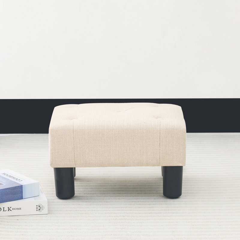 Glenland Upholstered Ottoman, Beige Linen