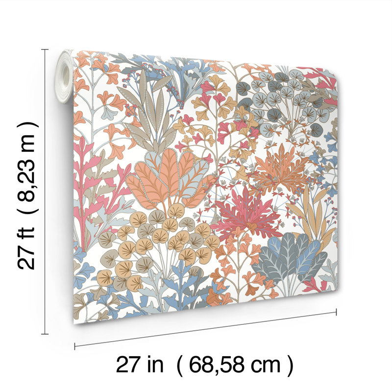 Floral Wallpaper Roll, Coral