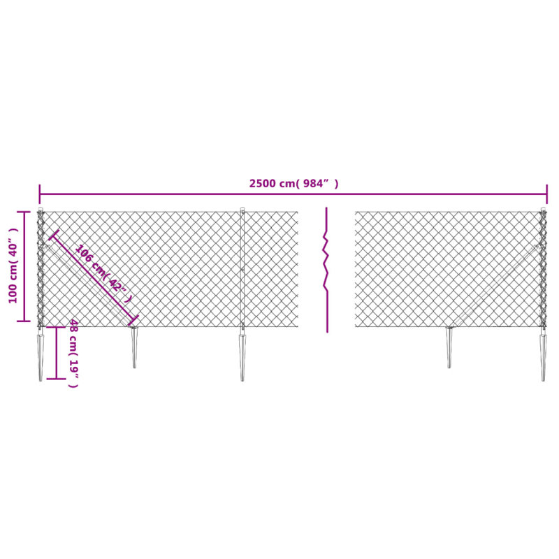 Brealynn Metal Fencing, 100cm H x 2500cm W, Green