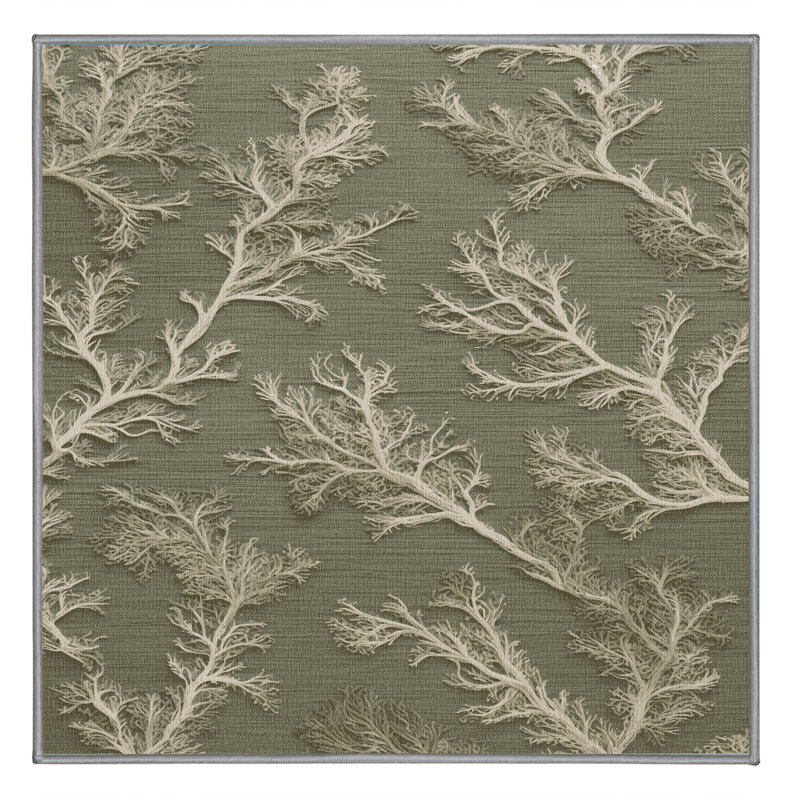 Tapis botanique brun lavable à la machine, Carré 5 pi