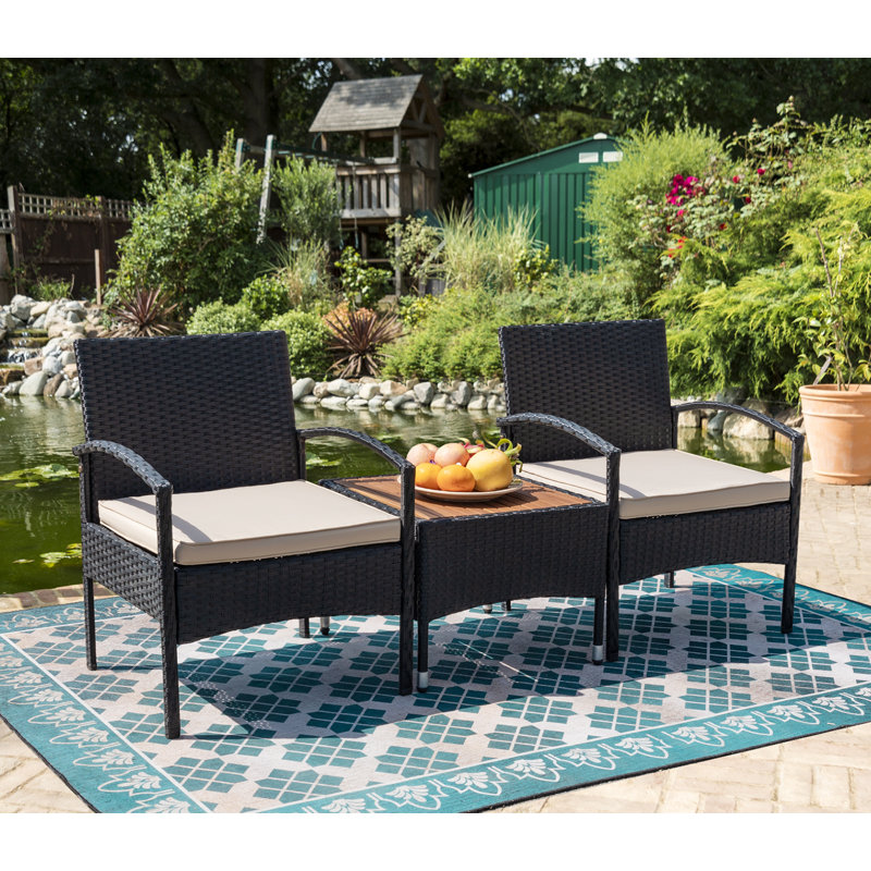 Ensemble de chaises de patio en bois 3 pièces