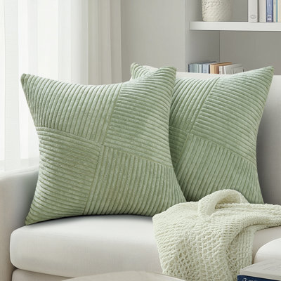Corduroy Throw Pillow Covers,Soft Corduroy Couch Decorative Pillow Covers Windmill Textured Striped Cushion Cover,Set of 2