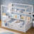 Twin Size Canopy Bed Frame With Guardrails, Solid Wood Materialen Frame Material Floor Bed Frame With Shelves, Montessori Floor Bed Frame For Kids Room Use, Boys, Girls-1666706995-1666706956
