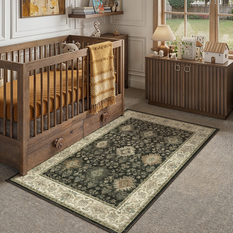 Tapis lavable avec envers antidérapant Arden, Noir, Rectangle 3' x 5'